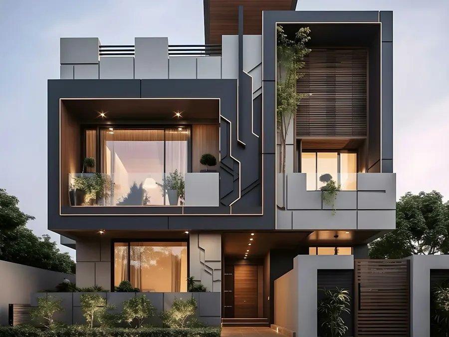 Casa moderna protegida por seguro residencial
